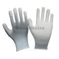 NMSAFETY hardware trabajador uso 13g luz azul nylon / poliéster revestido blanco pu guantes de trabajo en388 barato diario guantes de trabajo